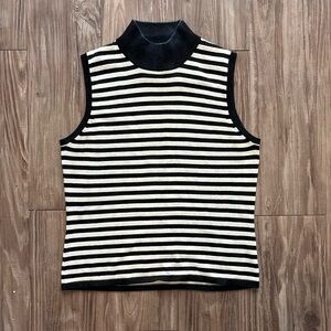Vintage Y2K Metallic Striped Sleeveless Mock Neck Size S